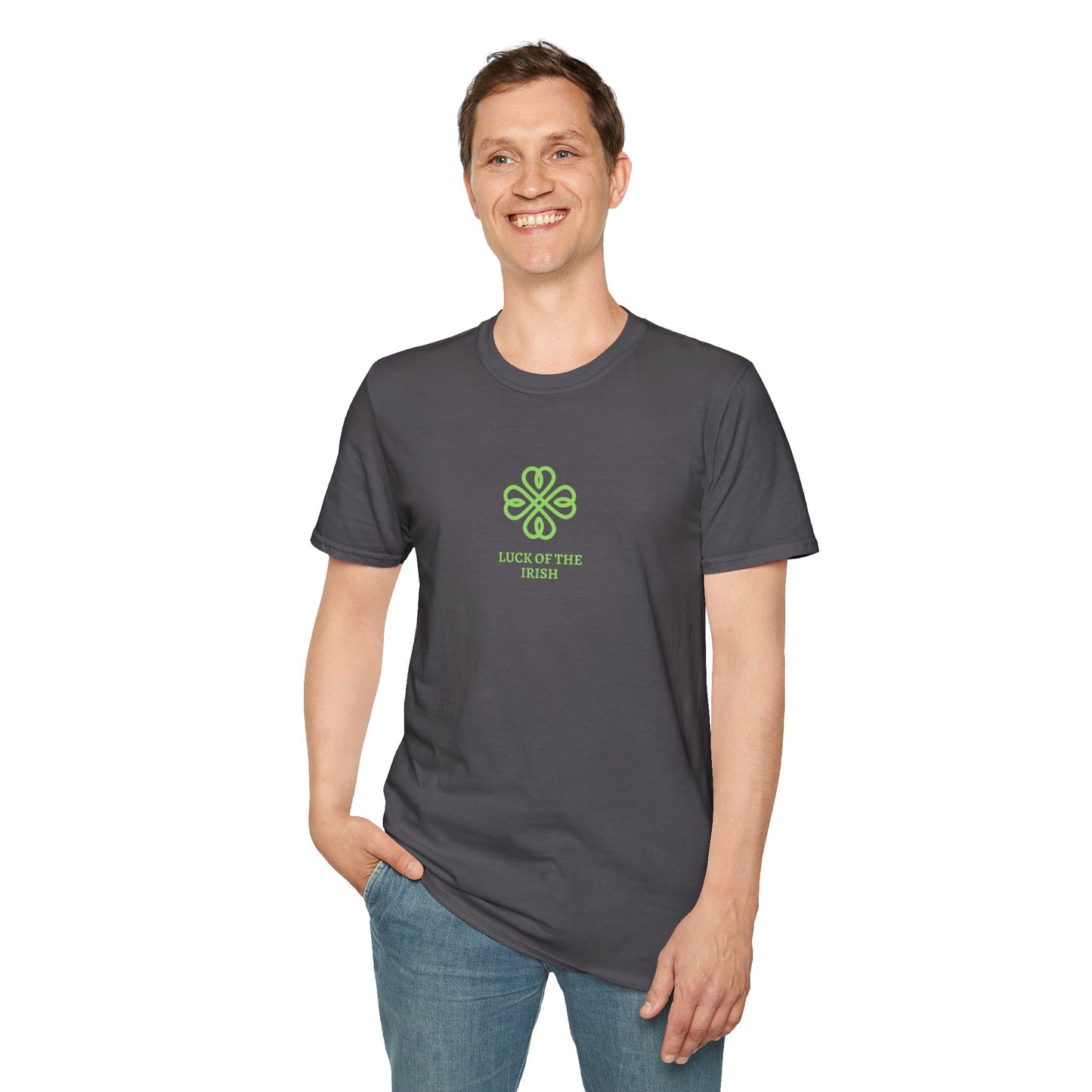 Irish T-shirt - Saint Patrick's Day T-shirt - Luck of the Irish Clover Heart Design T-shirt - Gildan Unisex Softstyle T-Shirt