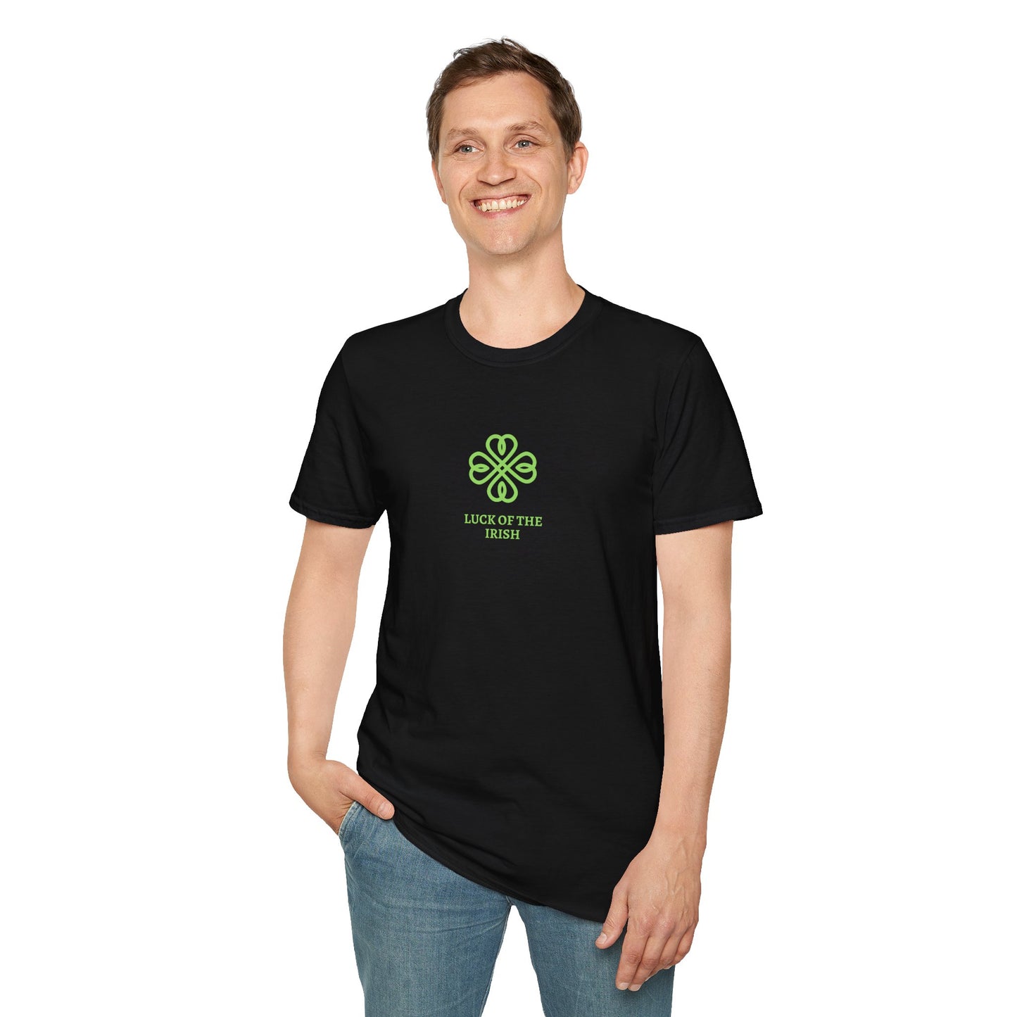 Irish T-shirt - Saint Patrick's Day T-shirt - Luck of the Irish Clover Heart Design T-shirt - Gildan Unisex Softstyle T-Shirt