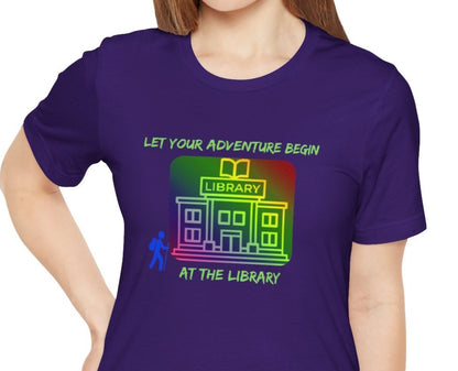 Library Summer Reading T-shirt, Adventure Begins, Hiker