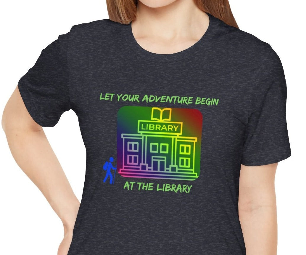 Library Summer Reading T-shirt, Adventure Begins, Hiker