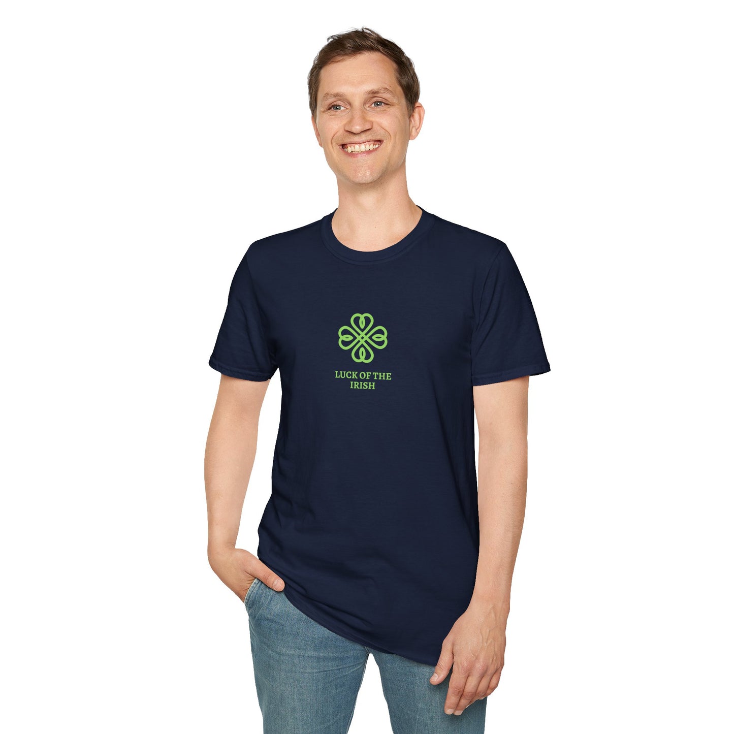 Irish T-shirt - Saint Patrick's Day T-shirt - Luck of the Irish Clover Heart Design T-shirt - Gildan Unisex Softstyle T-Shirt