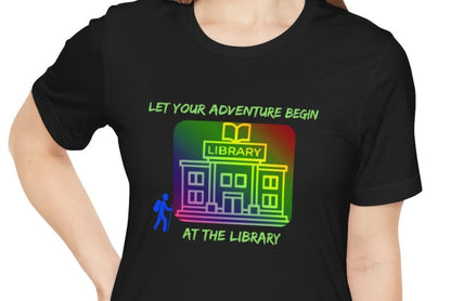 Library Summer Reading T-shirt, Adventure Begins, Hiker