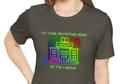 Library Summer Reading T-shirt, Adventure Begins, Hiker