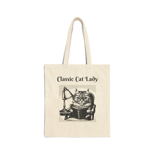 Classic Cat Tote Bag, Cotton Canvas