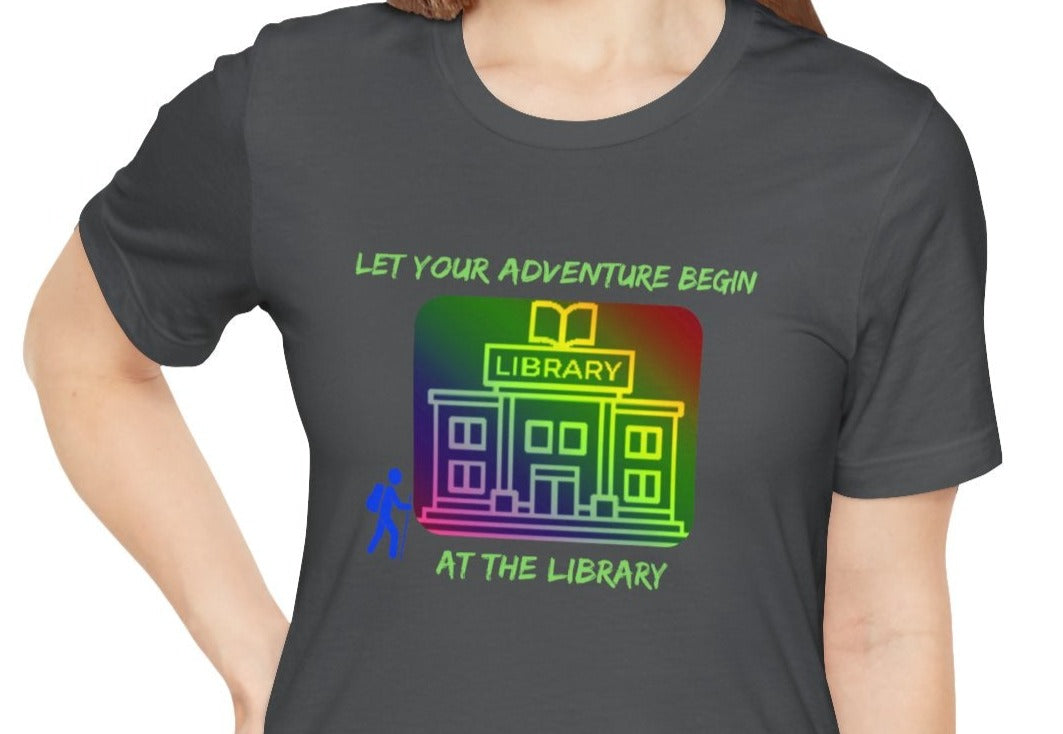 Library Summer Reading T-shirt, Adventure Begins, Hiker