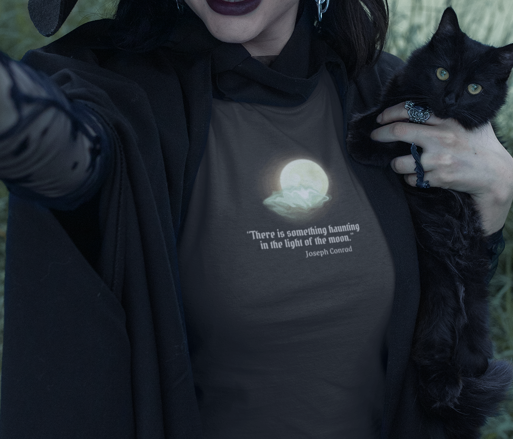 Something Haunting in Light of the Moon, Joseph Conrad Quote Long Sleeve T-shirt