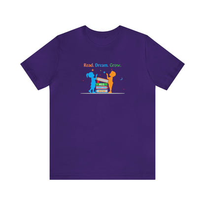 Children with Books, All Together Now Theme T-shirt with "Read, Dream, Grow" text