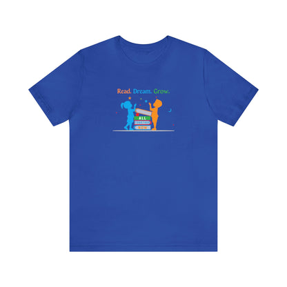 Children with Books, All Together Now Theme T-shirt with "Read, Dream, Grow" text