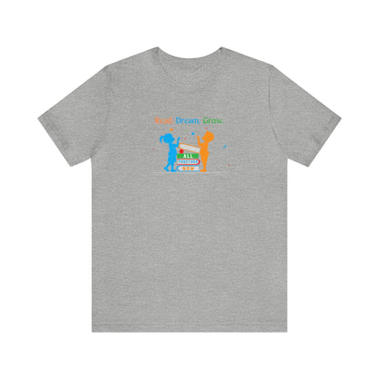 Children with Books, All Together Now Theme T-shirt with "Read, Dream, Grow" text